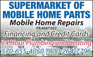 24 Hour Plumbing and Heating , Supermarket of Mobile Home Parts